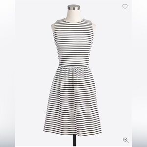J. Crew Factory Striped Pleated Ponte Dress Zip Back Sz L Black & White Stripe